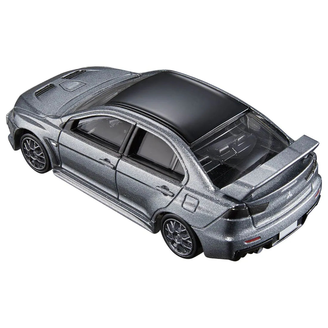 back top perspective view of MITSUBISHI LANCER EVOLUTION FINAL EDITION 1:64 scale model car - Tomica premium