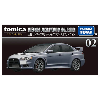 Box of MITSUBISHI LANCER EVOLUTION FINAL EDITION 1:64 scale model car - Tomica premium
