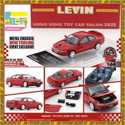 Red Toyota Levin 101 - 2025 HK Toy Car Saloon 1:64 scale model car - BM creations