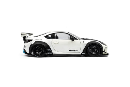 side view of Toyota GR86 Liberty walk Body Kit Pearl White 2024 1:18 scale model car - Solido