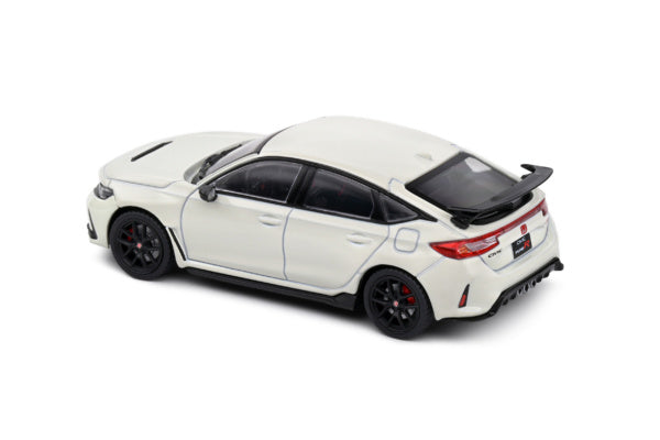 Top back perspective view of Honda Civic Type R Championship White 2022 1:43 scale model car - Solido