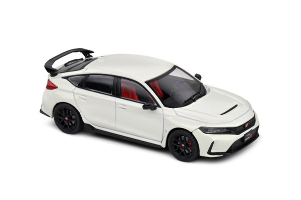 Top Front perspective view of Honda Civic Type R Championship White 2022 1:43 scale model car - Solido