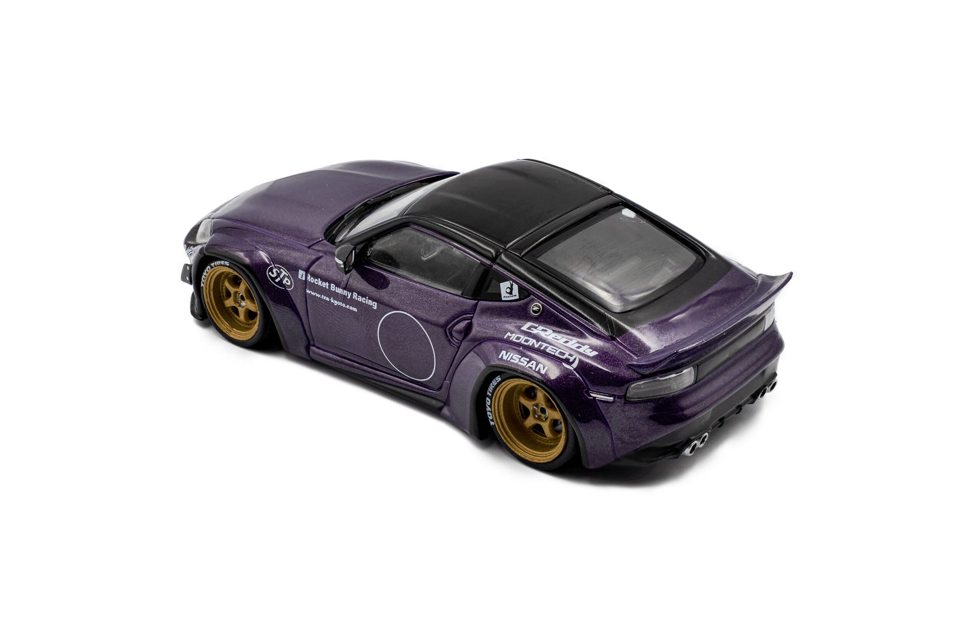 Top back perspective view of Nissan GTR35 LBWK Silouette Green 2019 1:43 scale model car - Solido