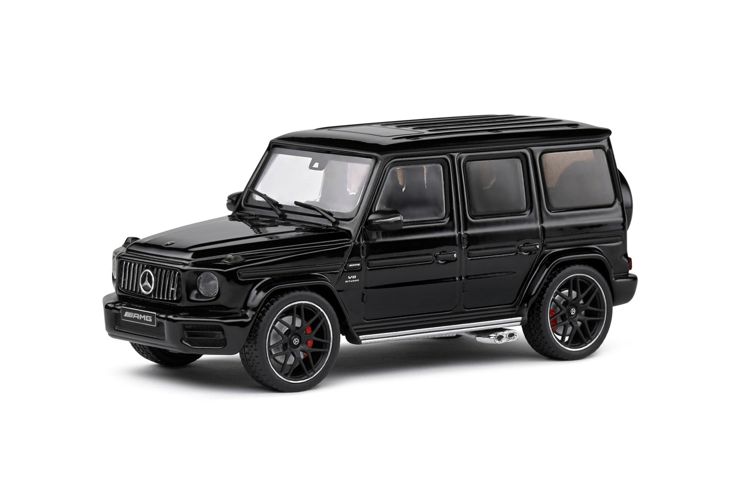 MERCEDES AMG G63 – Black Metallic – 2022 1:43 scale model car - Solido product code S4316702 front perspective