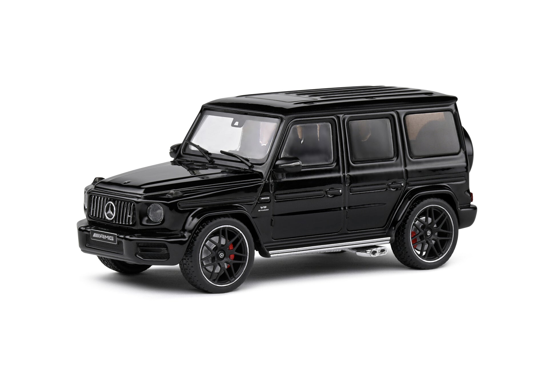 MERCEDES AMG G63 – Black Metallic – 2022 1:43 scale model car - Solido product code S4316702 front perspective