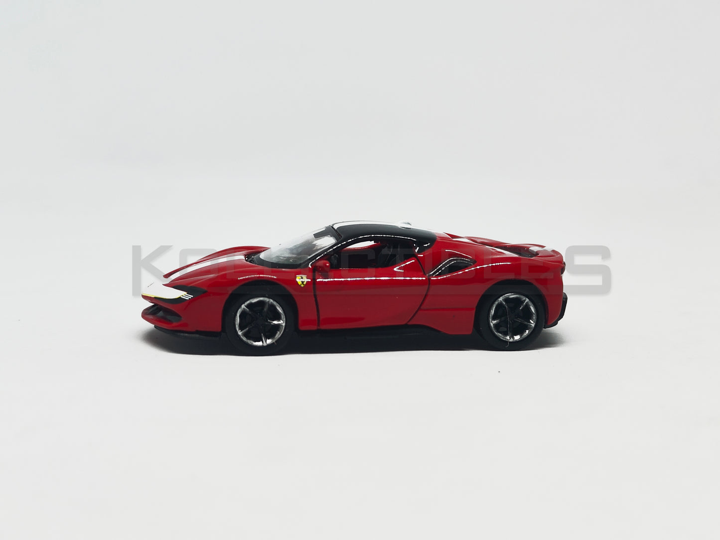 side 2 view of Ferrari SF90 Stradale Assetto Fiorano 1:64 scale model car - Bburago