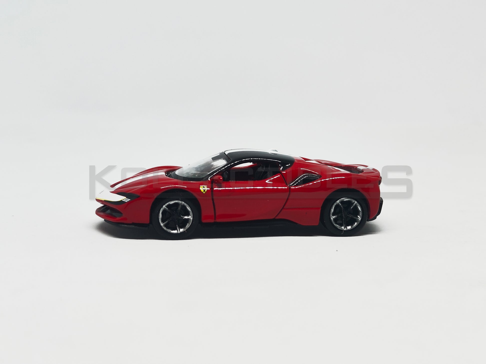 side 2 view of Ferrari SF90 Stradale Assetto Fiorano 1:64 scale model car - Bburago