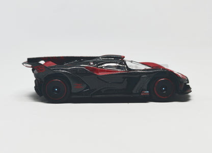 side2 view of Bugatti Bolide red and Black 1:64 scale model car - Bburago