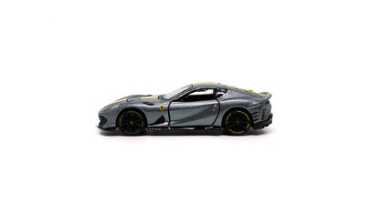 Side view of Ferrari 812 Competizione Grey 1:64 scale model car - Bburago
