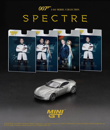 card of Aston Martin DB10 “Spectre” blister pack 1:64 scale model car - Mini GT