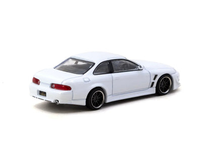 Rear three-quarter view of VERTEX Toyota Soarer JZZ30 white 1:64 diecast showing the rear valance and boot line (T64G-080-WH)