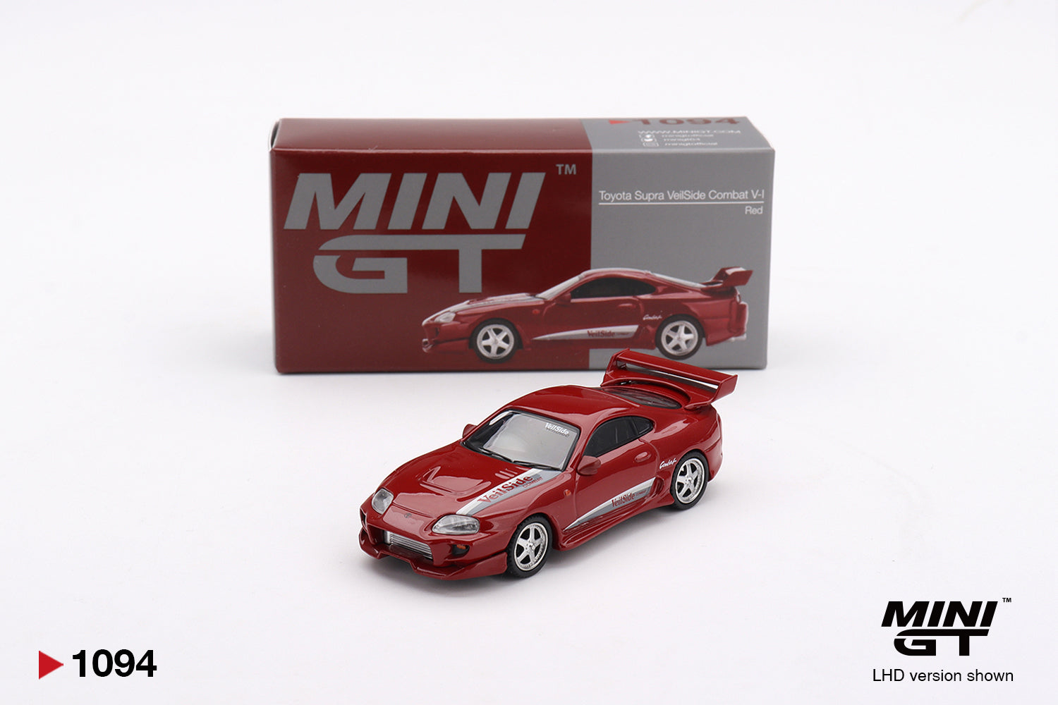 Toyota Supra VeilSide Combat V-I Red 1:64 Mini GT - front view